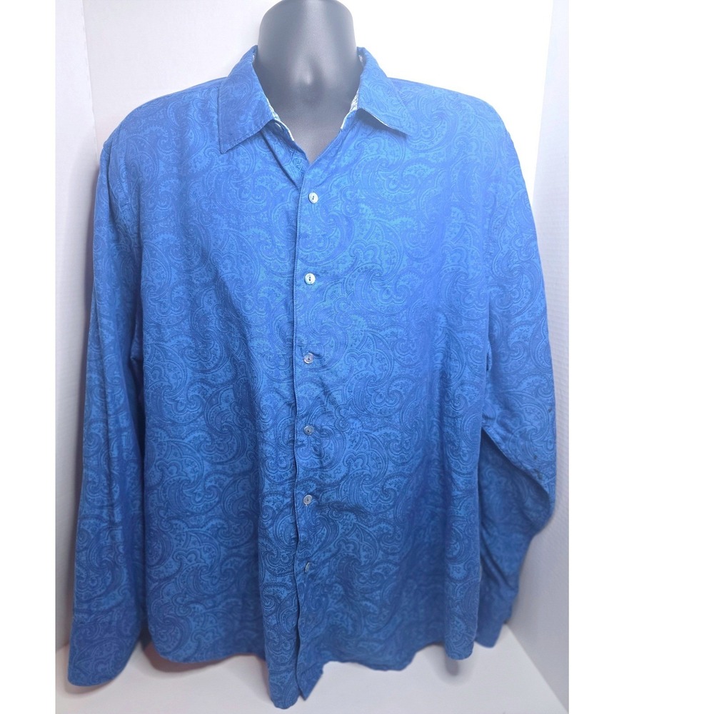 Robert Graham 3XL Royal Blue Paisley Jacquard Long Sleeve Button‎ Down CALLOUT